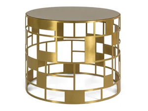 HALT - Round coffee table with brass base and quartz top _ JOSÉ LEITE DE CASTRO